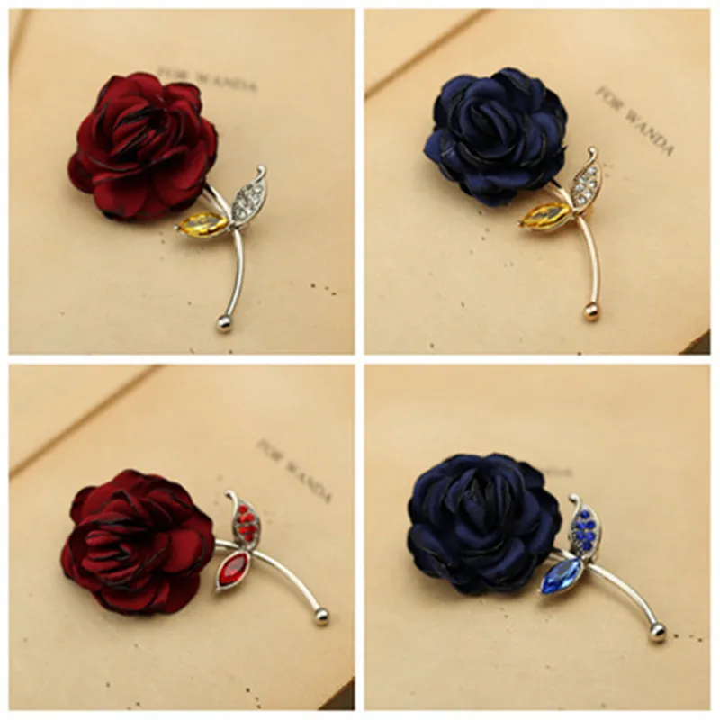 Женская и мужская тканевая брошка брошь в цветочек с отворотом 6 видов цветов