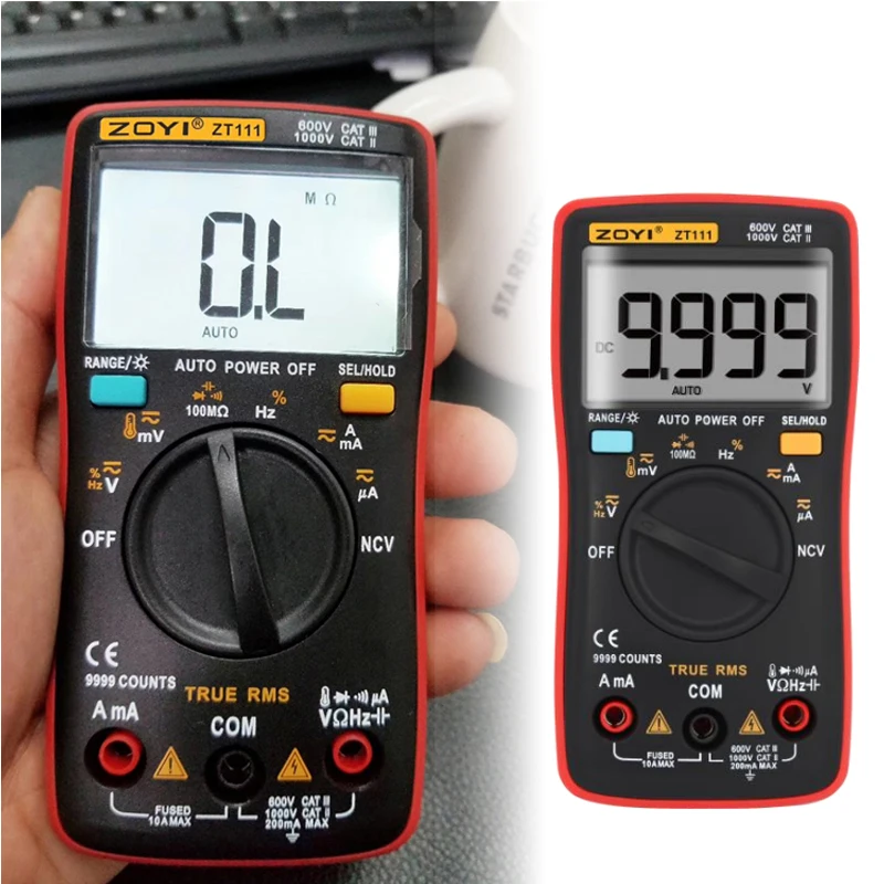 Цифровой мультиметр ZT111 NCV с функцией True RMS автоматический диапазон 9999 отсчетов 100
