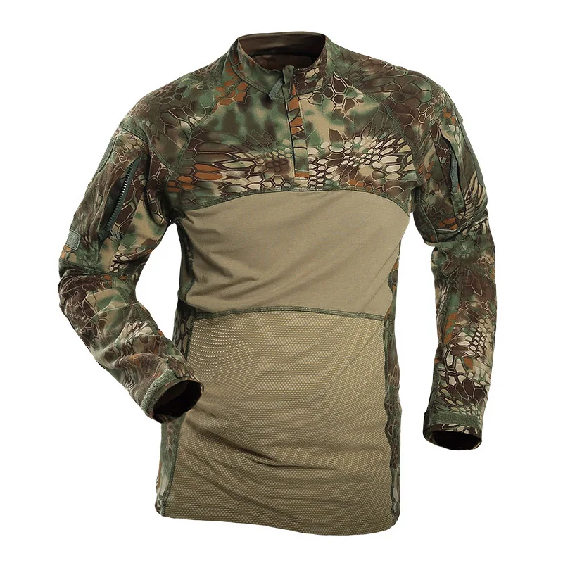 Green Snake Refire gear Военная тактическая рубашка мужская камуфляжная армейская футболка с длинным рукавом Мультикам хлопковая боевая рубашка камуфляжная Пейнтбольная футболка - Цвет: Green Snake