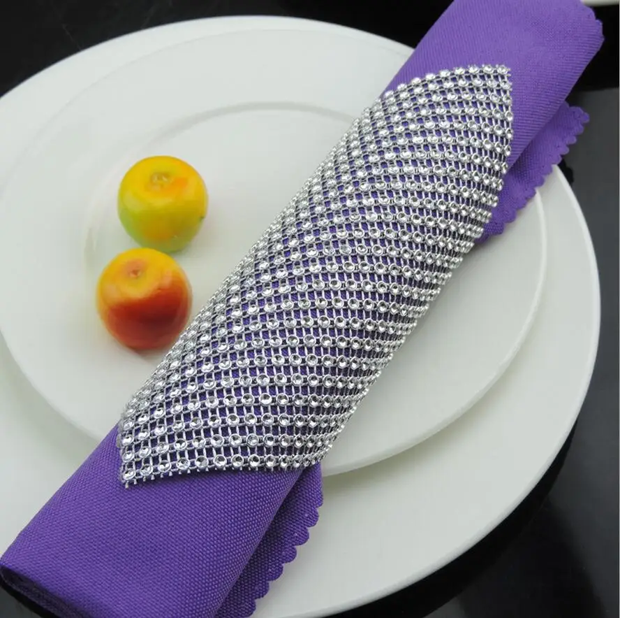 10 шт. серебряные бриллиантовые сетчатые кольца для салфеток | Дом и сад