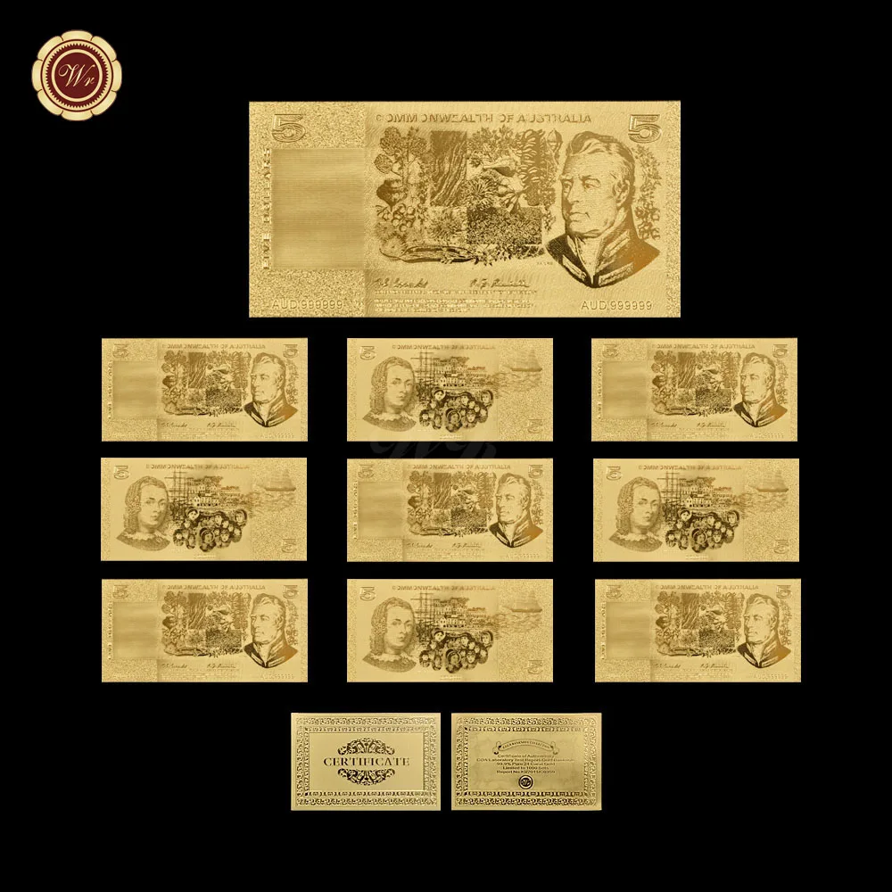 old aud 5 WR предметы домашнего декора Коллекционная Золотая банкнота старый Aud 1 Австралийский мир бумажная коллекция денег - Цвет: old aud 5