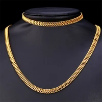 kpop mesh chain set men jewelry bracelets trendy gift necklaces gold color wholesale for chain mens jewelry set nh212