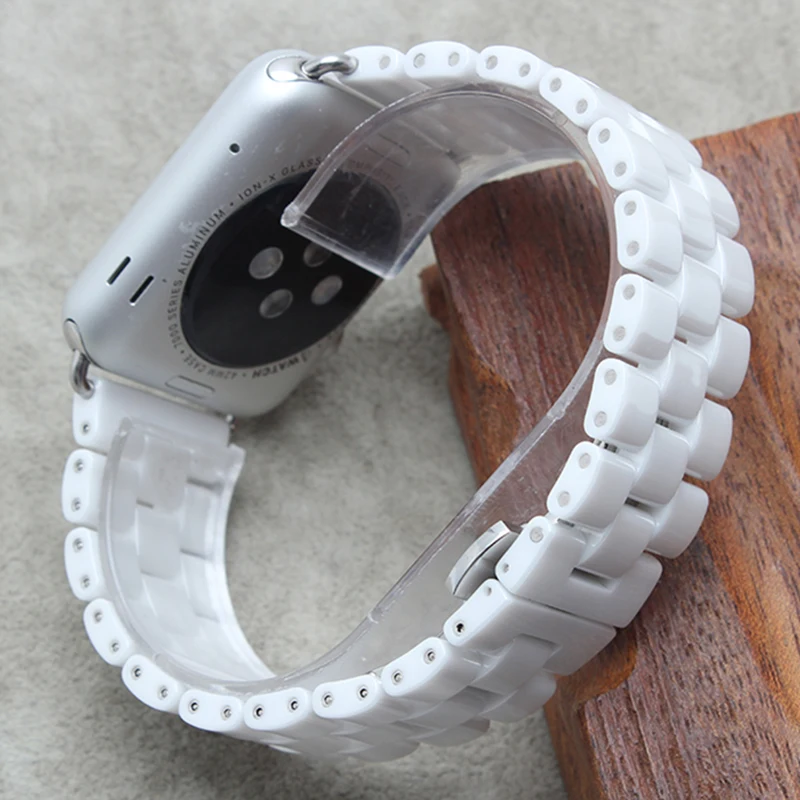 

2016 Hot sale 42mm New Apple watchbands Ceramic WatchBand Black White watch bracelet with butterfly buckle
