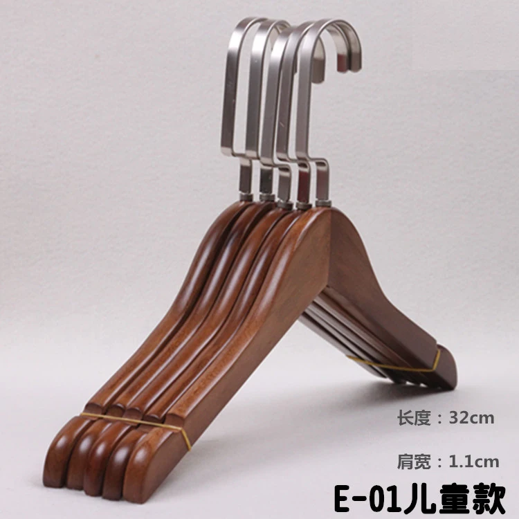 5 pcs/lot Heavy Duty Wooden Coat Hangers Solid Wood Clothes Hanger of Vintage Color with Anti-skid Shoulder Design for Adult Kid