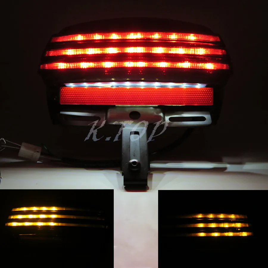 Smoke Tri-Bar LED Fender Turn Signal Tail Light License Plate Bracket For 08+ Harley Dyna Fat Bob |