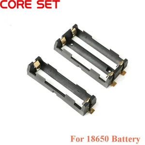 Чехол для аккумулятора 18650 1x2x1, 2-слотный DIY зажим для батарей, Держатель контейнера с бронзовые значки, черный пластик