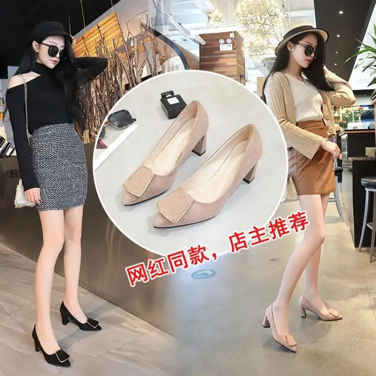Женские замшевые туфли на высоком каблуке с острым носком Zapatos De Mujer туфли-лодочки