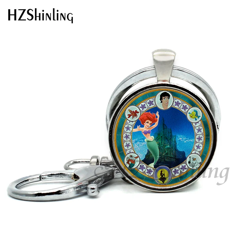 2017 New Deasign The Little Mermaid Keyring Handmade Fashion Pendant Jewelry Glass Dome Keychains Wholesale | Украшения и