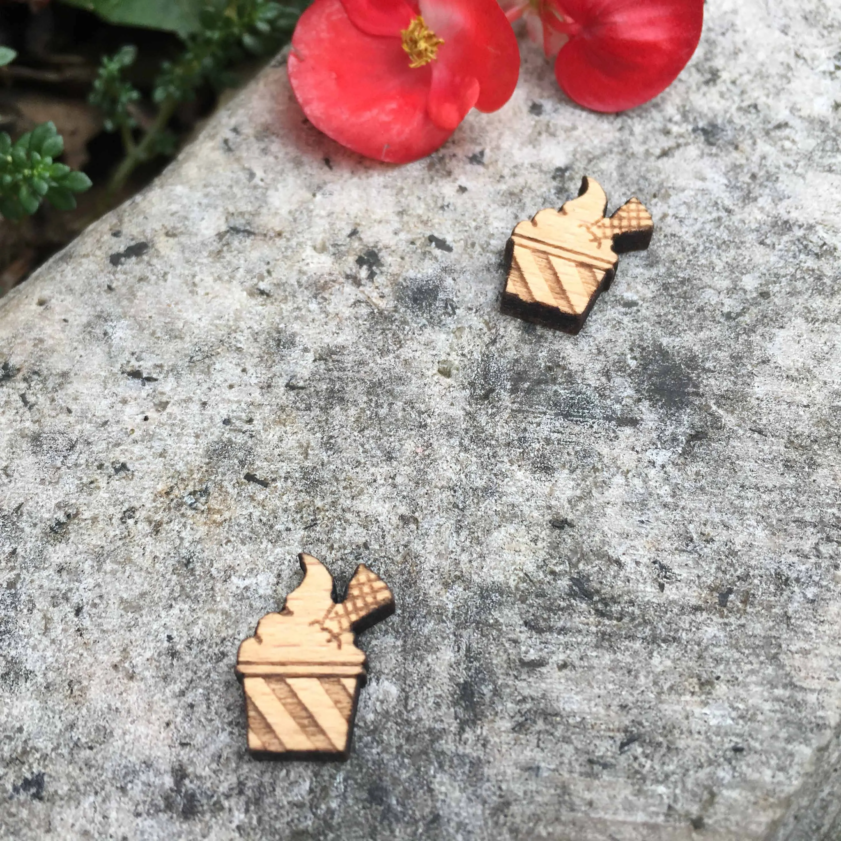 Деревянные Сережки для мороженого десертные деревянные серьги гвоздики