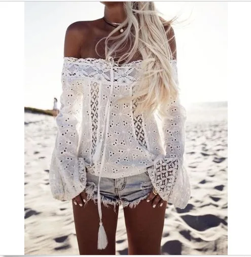 

Pure White Hollow Out Lace Sexy Bikini Cover Up Summer Beach Loose Pareo Swimwear Women Bathing Suit 2021