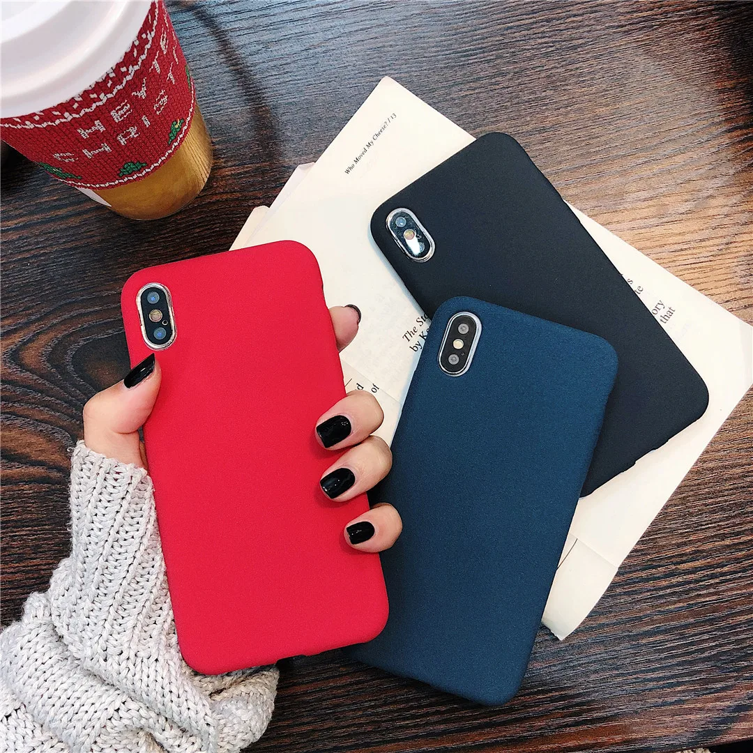 Mobile Case Ultra-Thin Sandstone Back Cover Soft Scrub For iPhone 6 6S 7 8 X-XR XS Max Plus phone case |