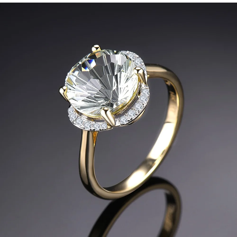 LP Solid 14KY Золотое кольцо с бриллиантом натуральный зеленый аметист 3.76CT специальный Ромашка для резки изысканные модные ювелирные изделия из драгоценных камней для женщин подарок
