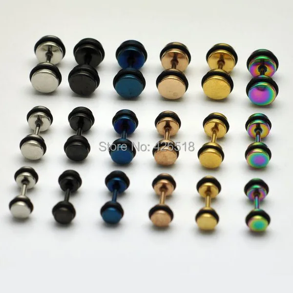 4 5 6 мм Диаметр титановая сталь черный резиновый круг гантели мужские панк винт