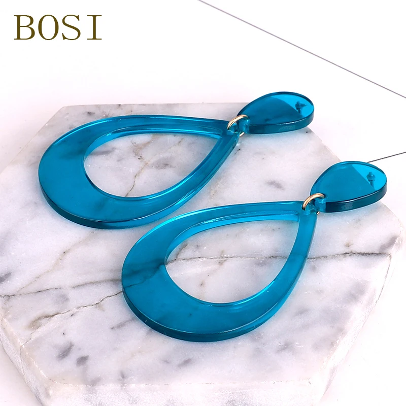 Неоновые зеленые акриловые серьги для женщин Boho ацетат длинные серьги-капельки модные серьги-подвески большого размера геометрические аксессуары ювелирные изделия
