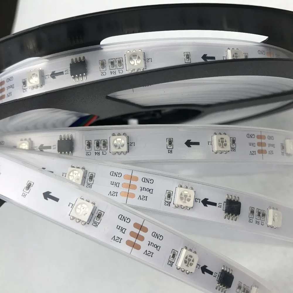 5 м DC12V WS2811 150 светодиодов (10 пикселей/м) белая печатная плата светодиодная