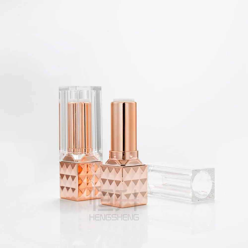 rose gold Высокое качество квадратный тюбик губной помады пустой розовое золото цвет, тюбик для блеска для губ трубки косметические контейнеры губная помада баночки бальзам трубки - Цвет: rose gold