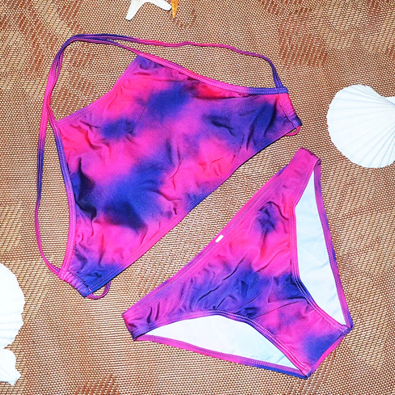 

LEEMIIJUU 2020 Women's Bikini Set Colorful Print Push-Up Bandage Swimsuit Beachwear Swimwear Bathing Suits Biquinis Feminino