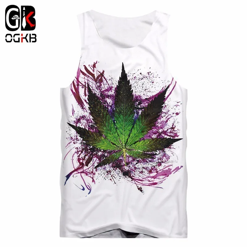 OGKB 3D Tank Top Summer Men/Women's Print Leaves Flowers Tanktops Male Casual Hip Hop Sleeveless Shirts Man Brand Clothing