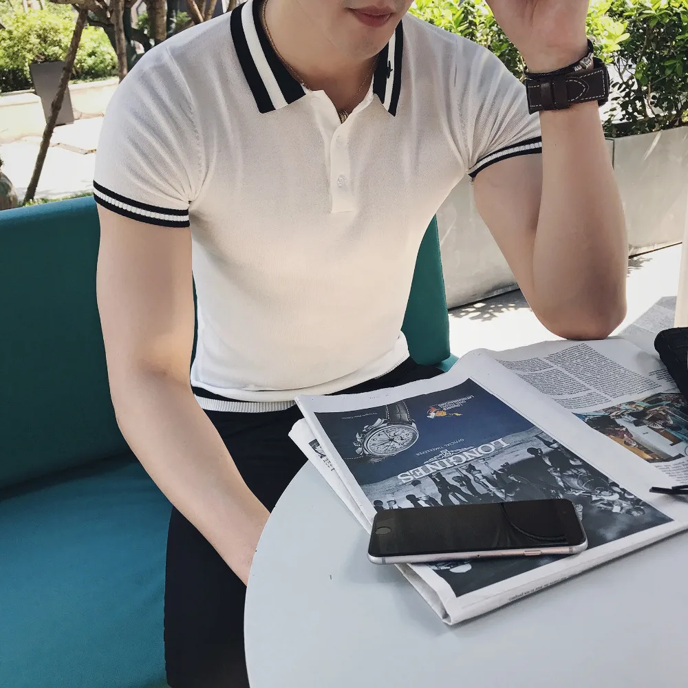 England Style Gentlemen Polo Summer Short Sleeve Knitted Men Shirt Classic Casual Business Homme Breathable Tops Tees | Мужская одежда