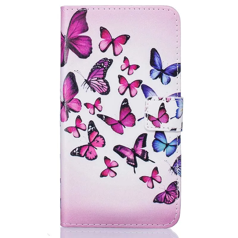 Pink Blue Butterfly Роскошный чехол для Samsung Galaxy A3 A320 A5 J3 J5 J7 J4 J6 J8 S10 S9 S8 плюс S5 S6 S7 край из искусственной кожи и ТПУ на застежке чехол Coque - Цвет: Pink Blue Butterfly