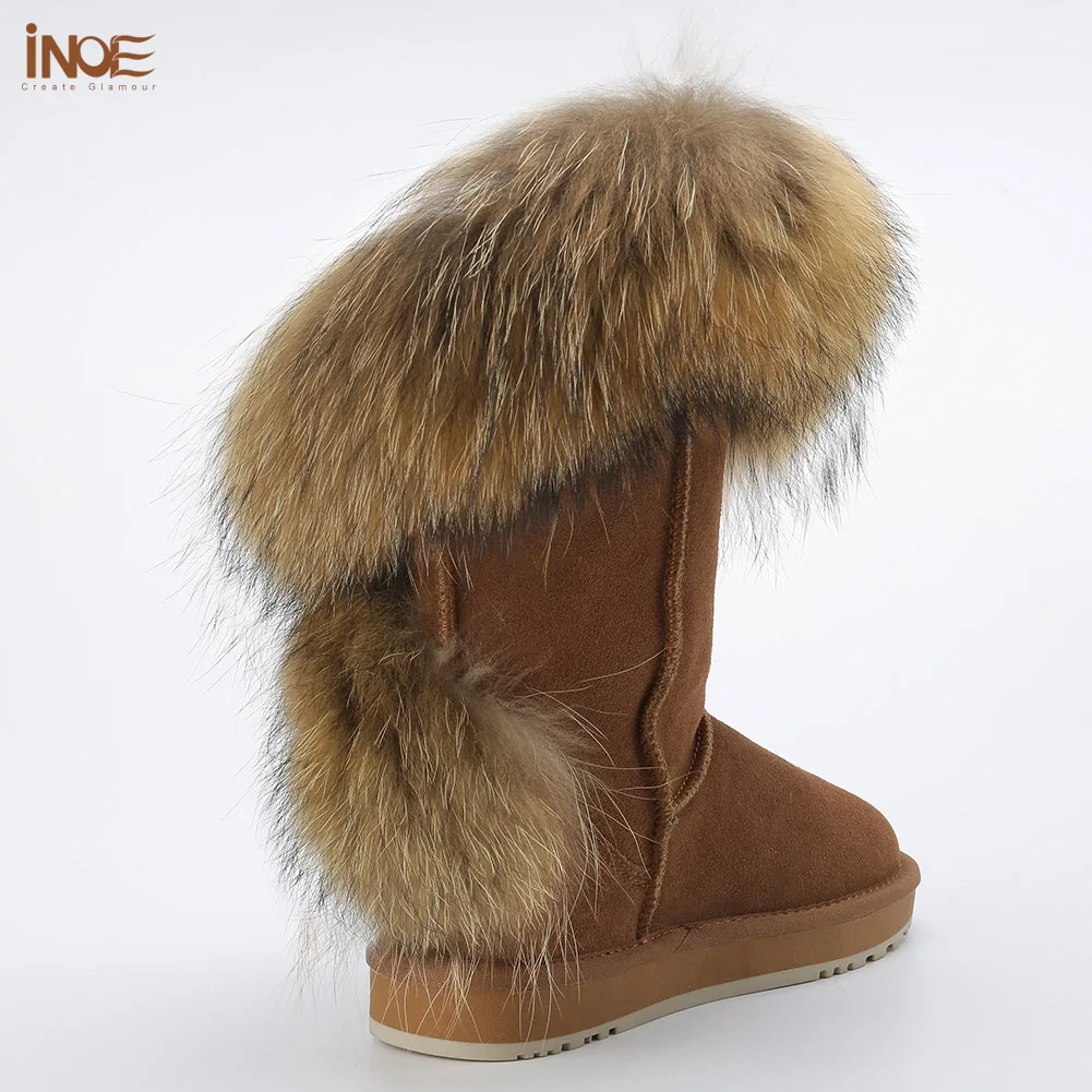 Ботинки женские зимние из натуральной коровьей замши и лисьего меха|fur winter boots|snow