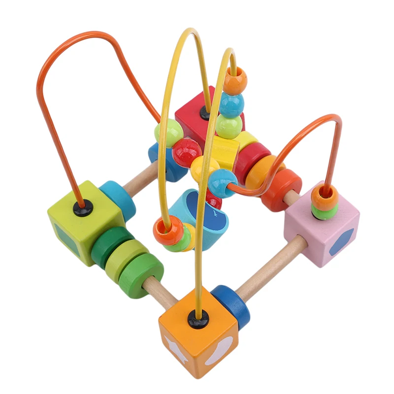 Wooden Ball Development Intelligent Children's Hand-eye Coordination Toy Cartoon Creative Beads Building Blocks Color Perception | Игрушки