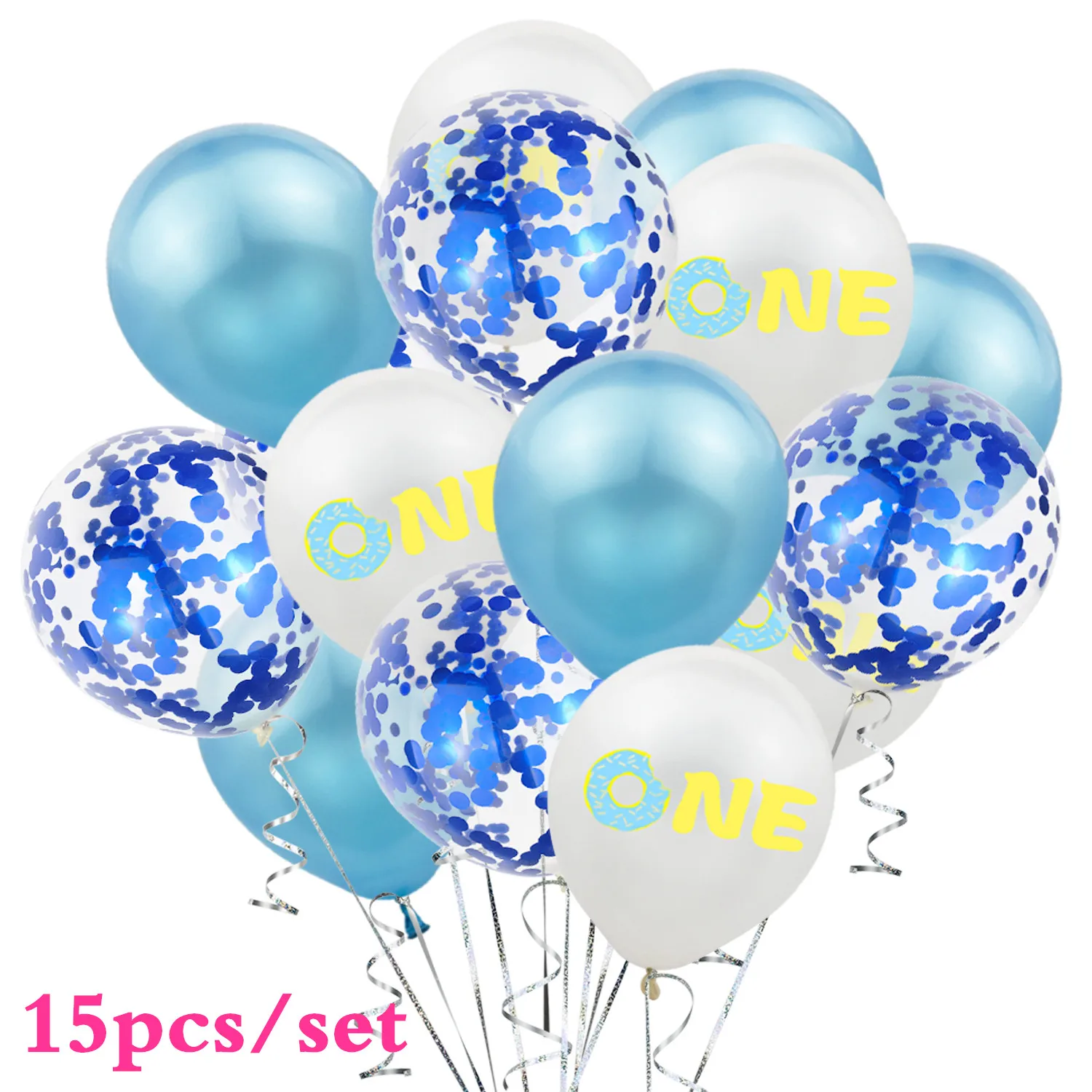blue one ZLJQ 1" одно розовое золото письмо шары пончик тема первый день рождения украшения детский душ мальчик девочка пончик баллон - Цвет: blue one