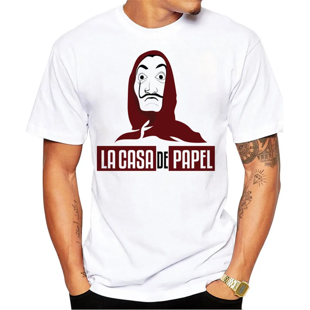 Для мужчин футболка Забавный дизайн La Casa De Papel футболка деньги Heist футболки ТВ футболки "сериалы" Для мужчин короткий рукав дом Бумага футболка - Цвет: JY-00010-7