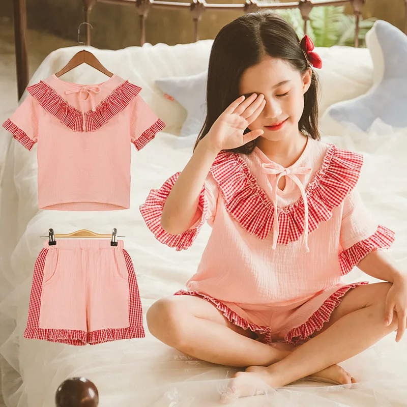 Комплект из 2 предметов для девочек подростков Детские пижамные костюмы хлопка и