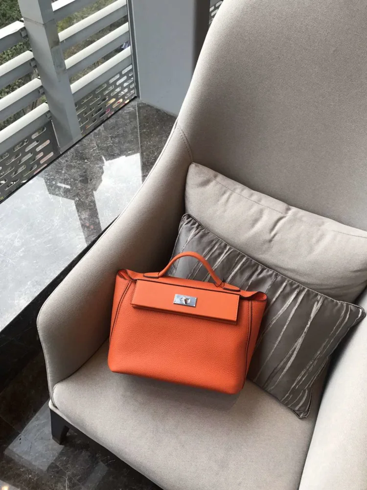 orange Togo кожаная женская сумка через плечо, роскошные сумки, женские сумки, дизайнерские женские ручные сумки, Bolsas De Mujer Bolsa Feminina - Цвет: orange