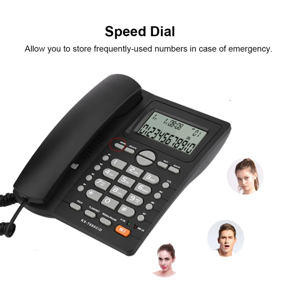 DTMF/FSK ID вызова Handsfree стационарный телефон без батареи двойной интерфейс фиксированный телефон для домашнего офиса отеля