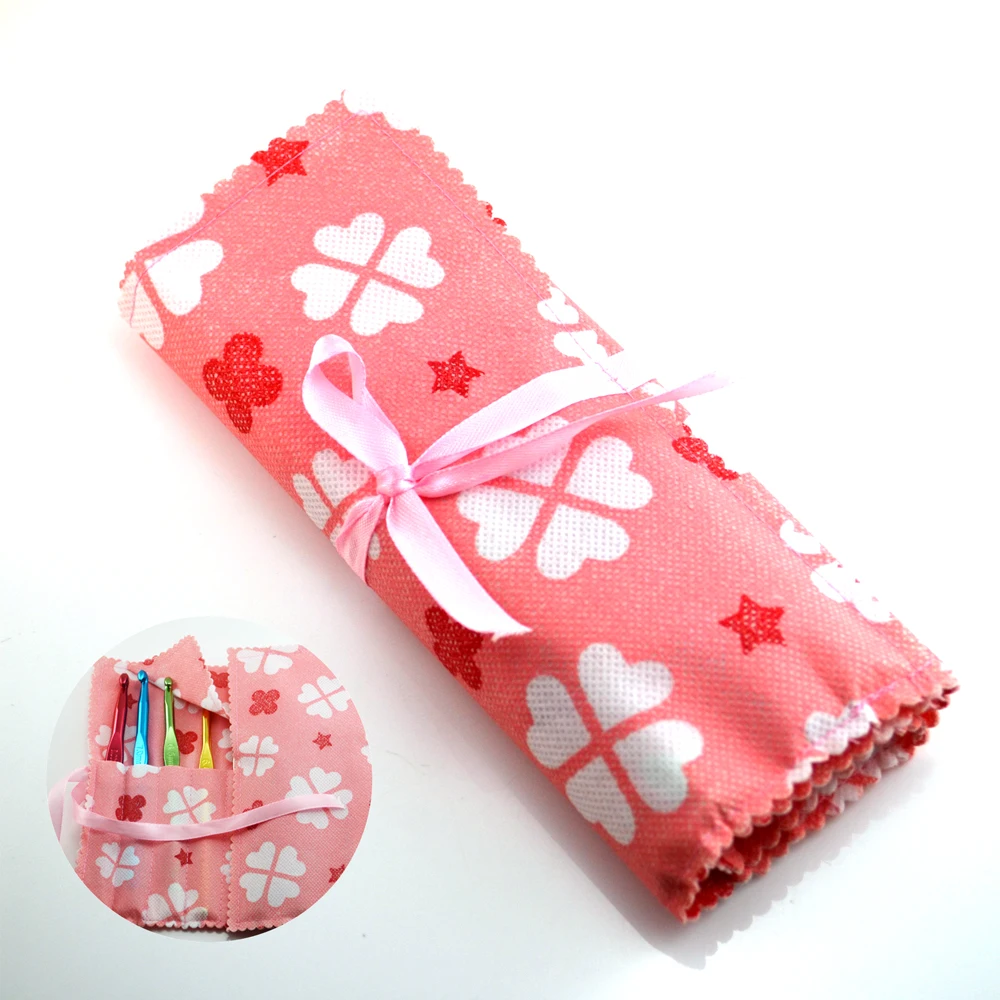 14 ячеек Розовый нетканый вязаный крючком пакет для приемов чехол держатель сумка