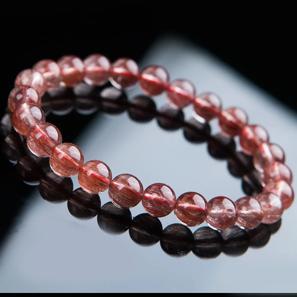 Новинка натуральные красные волосы рутилированные кварцевые круглые бусины 8 мм