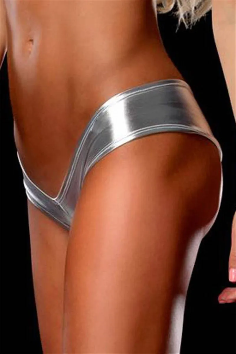 Пикантные Для женщин Искусственная кожа стринги женские трусики Танга нижнее