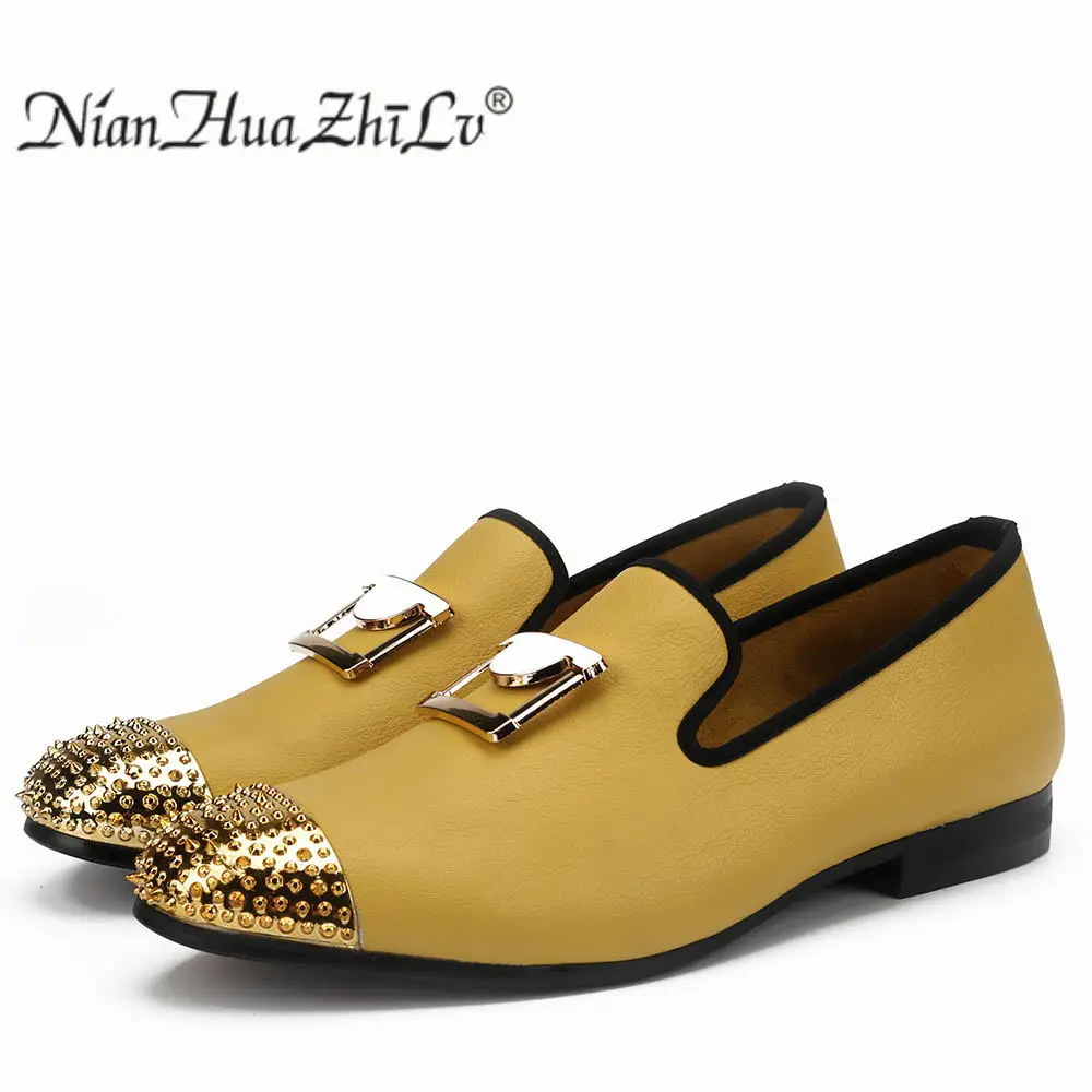 Men Casual shoes Fashion New Handmade White Leather Loafers With Gold Buckle Wedding And Party Dress Shoes | Обувь