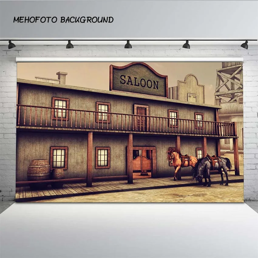 Фоны для фотосъемки MEHOFOTO Дикий Запад салун ковбовечерние НКА фон фотобудки