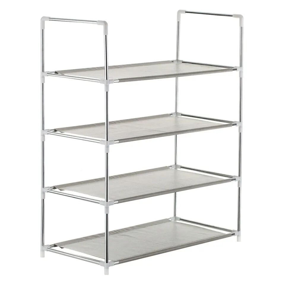 4-Tier Grey Многофункциональный 4/5/6 ярусная полка для обуви книга Органайзер Домашний для хранения обуви стойки Шкаф с полками большие штабелируемые полки держит - Цвет: 4-Tier Grey