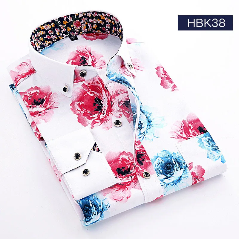 AOWOFS Мужская Цветочная рубашка Китайский стиль цветы рубашки мужские с длинным