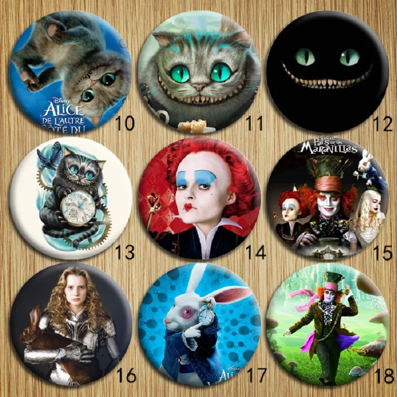 Классический мультфильм Алиса в стране чудес Tinplate Броши Чеширский кот Белый