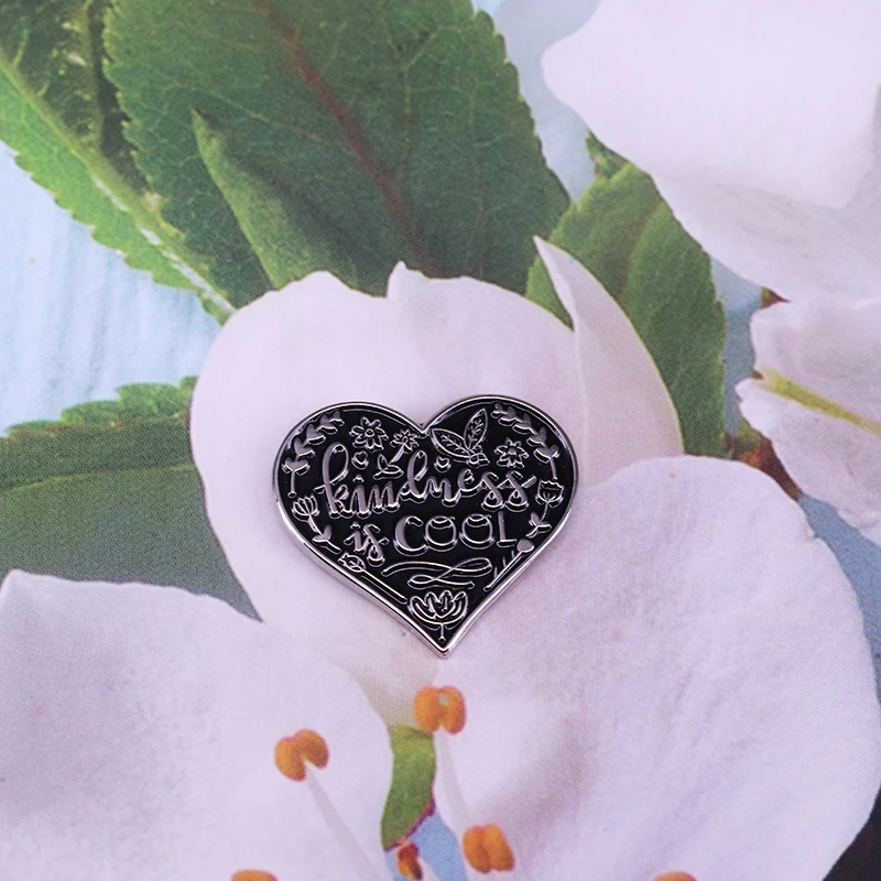 Kindness is cool pretty heart brooch lovely floral design positive pin art decor | Украшения и аксессуары