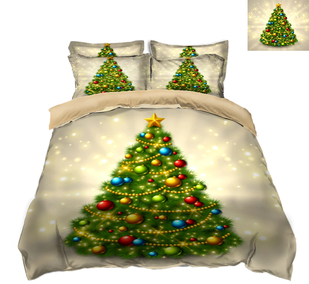 

Luxury christmas tree 3D Bedding set Queen Full Twin Bedding set double single Bed Sheet Linen Bed set Quilt Cover set Pillows