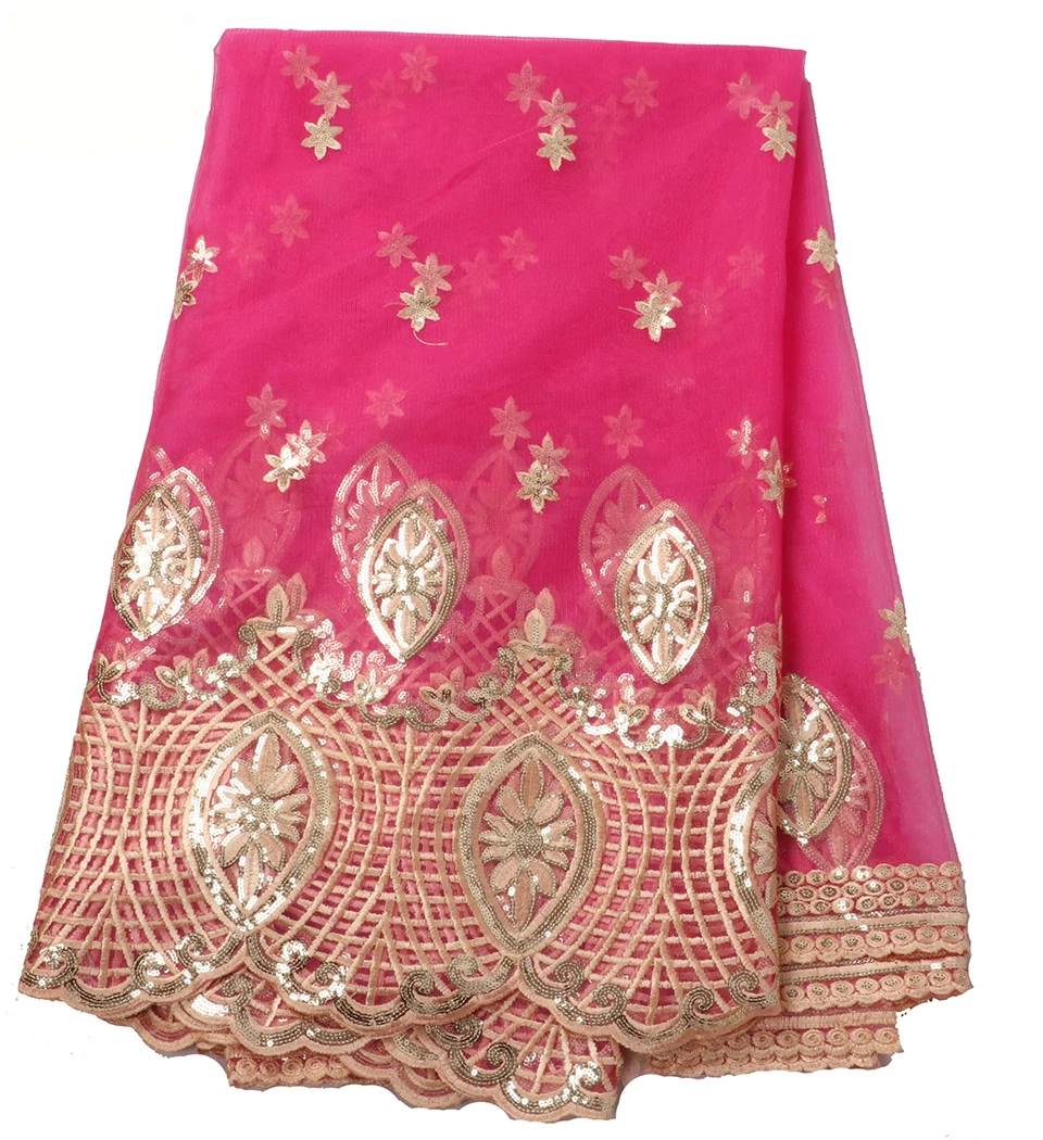 Розовая кружевная ткань из тюля в африканском стиле высокого качества с вышивкой