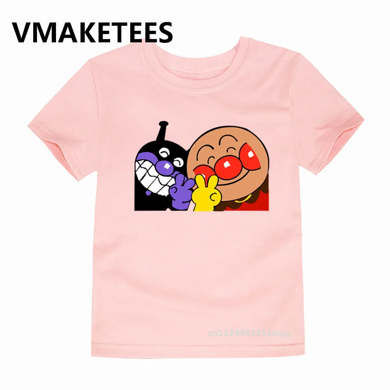 Anpanman/футболка для мальчиков и девочек с мультяшным принтом детская одежда Baikinman