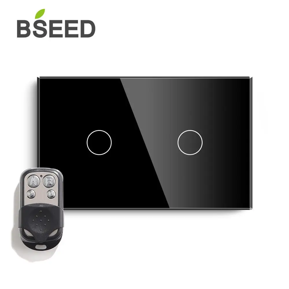 

Сенсорный диммер Bseed US, 2 клавиши, 1 канал, дистанционный диммер с дистанционным управлением 443 МГц, панель класса кристаллов, умный диммер с д...