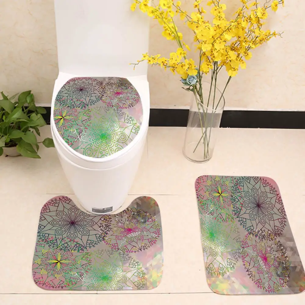 Фланель ванная комната Туалет три комплекта коврик Цвет узор постепенное