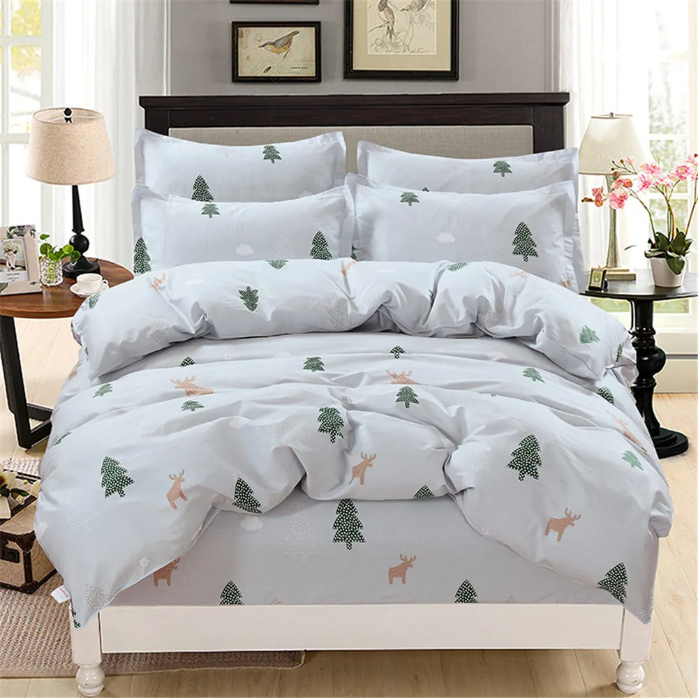 4 шт. белый набор постельных принадлежностей пасторальный стиль цветочный лист