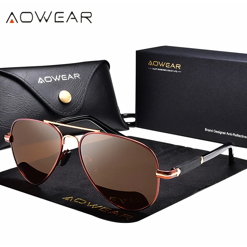 Солнцезащитные очки AOWEAR Мужские поляризационные Классические авиаторы в стиле