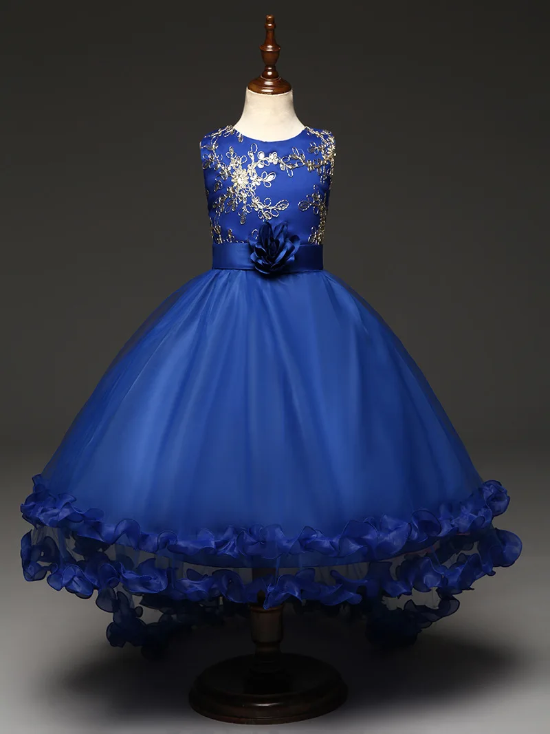Flower Girl Dresses Sequined Long Dress for Baby Romantic Purple Blue Evening Party dress Cute vestido de ninas | Детская одежда и