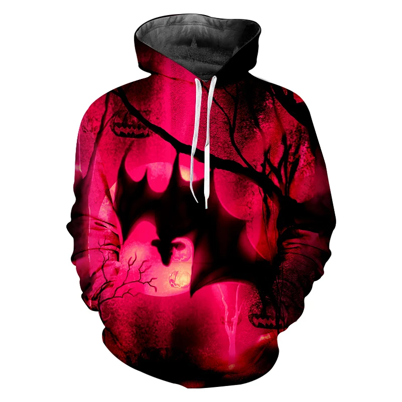 CJLM Man Halloween 3D Printed Animal Hoodies Creative Moon And Bat Men's Clothing Gothic Large Size Wholesale 5XL | Мужская одежда