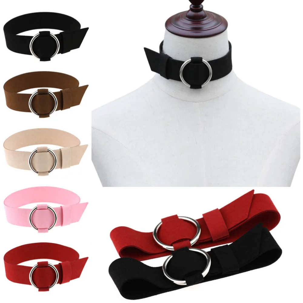 Hippie Classic Chic Dark Navy Blue Sky Soft Flannel Ban Round Charm Button Adjustable Wide Choker Necklaces for Women collier | Украшения и